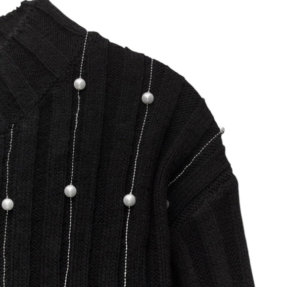 Zara Fringed Pearl Knit Wool Blend Sweater - Picture 8 of 16